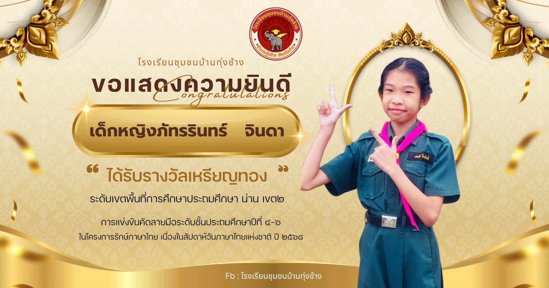 ผลงานนักเรียนและครู ระดับเขตพื้นที่การศึกษา โครงการรักษ์ภาษาไทย เนื่องในสัปดาห์วันภาษาไทยแห่งชาติ ปี 2568