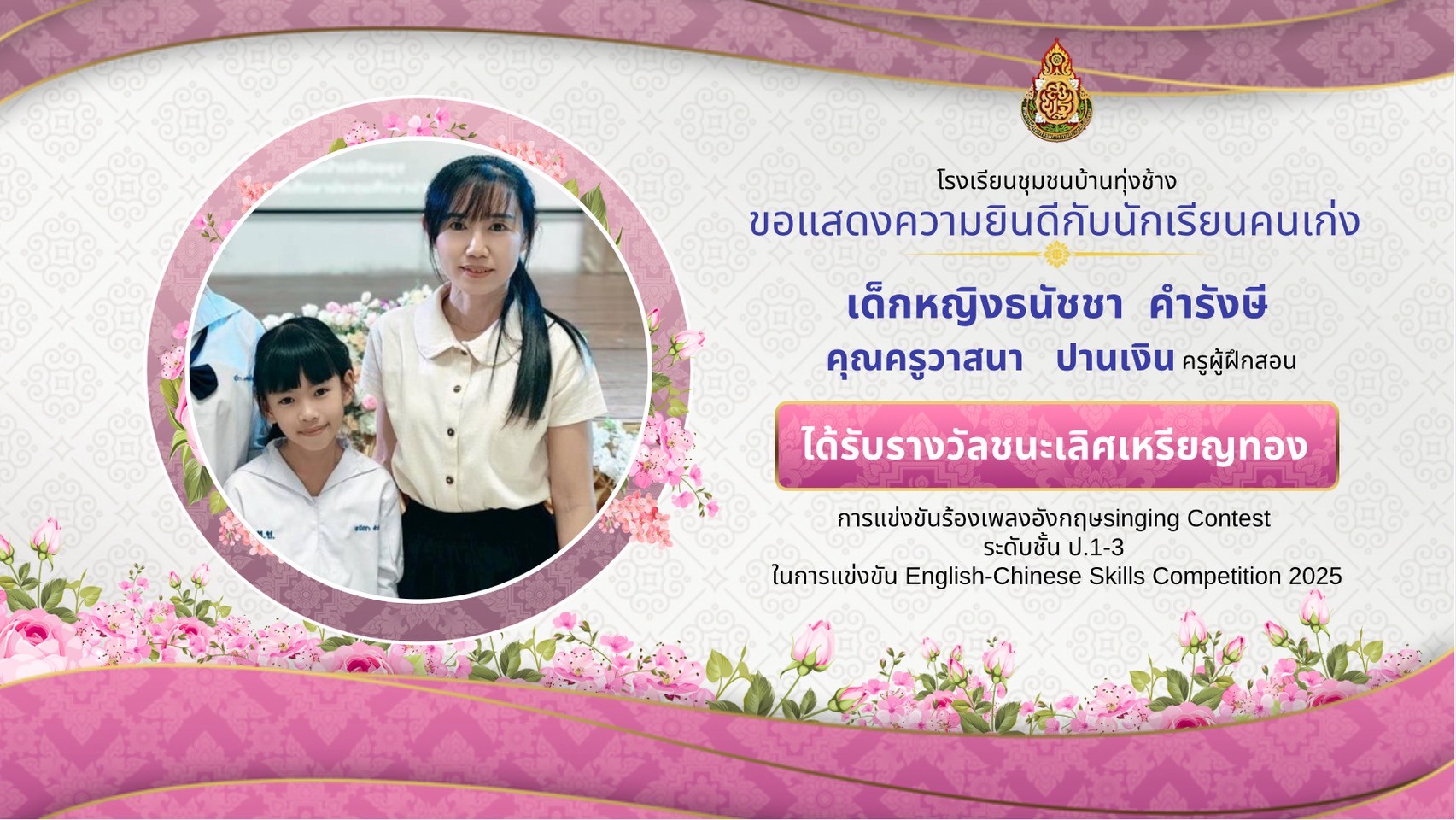 ขอแสดงความชื่นชมยินดีกับผลงานนักเรียน